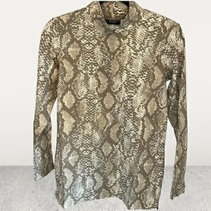 Susan Graver Snake print, side zippers, tan in color, mock turtleneck top XXSP